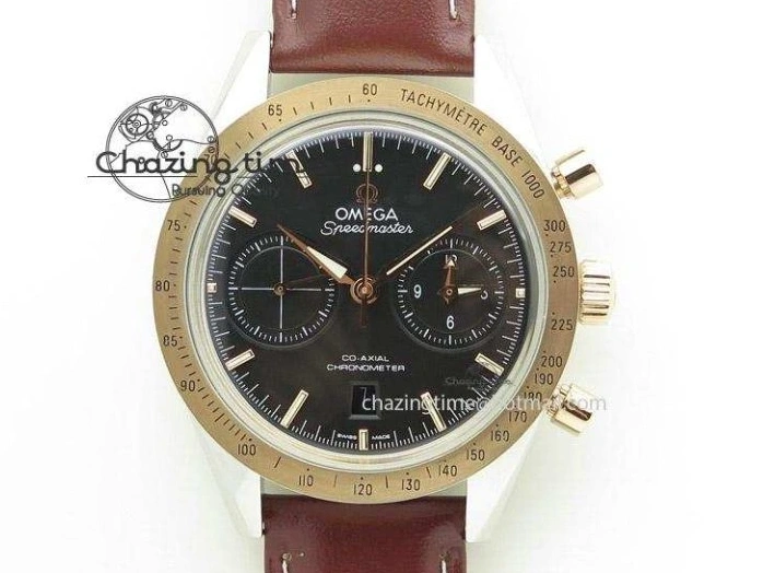 0509 Sophisticated Seamaster Edizione Venezia RG Best Edition Black Dial On Leather Strap A 8125
